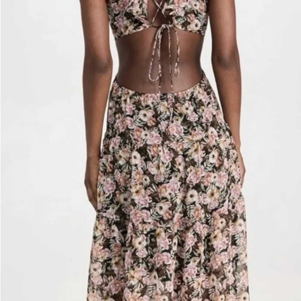 Astr Floral Cutout Maxi Dress in Pink and Black - Picture 2 of 5